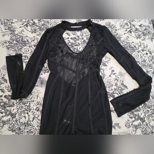 Dolls Kill Darker Wavs Chamber Cut Out Catsuit in Black